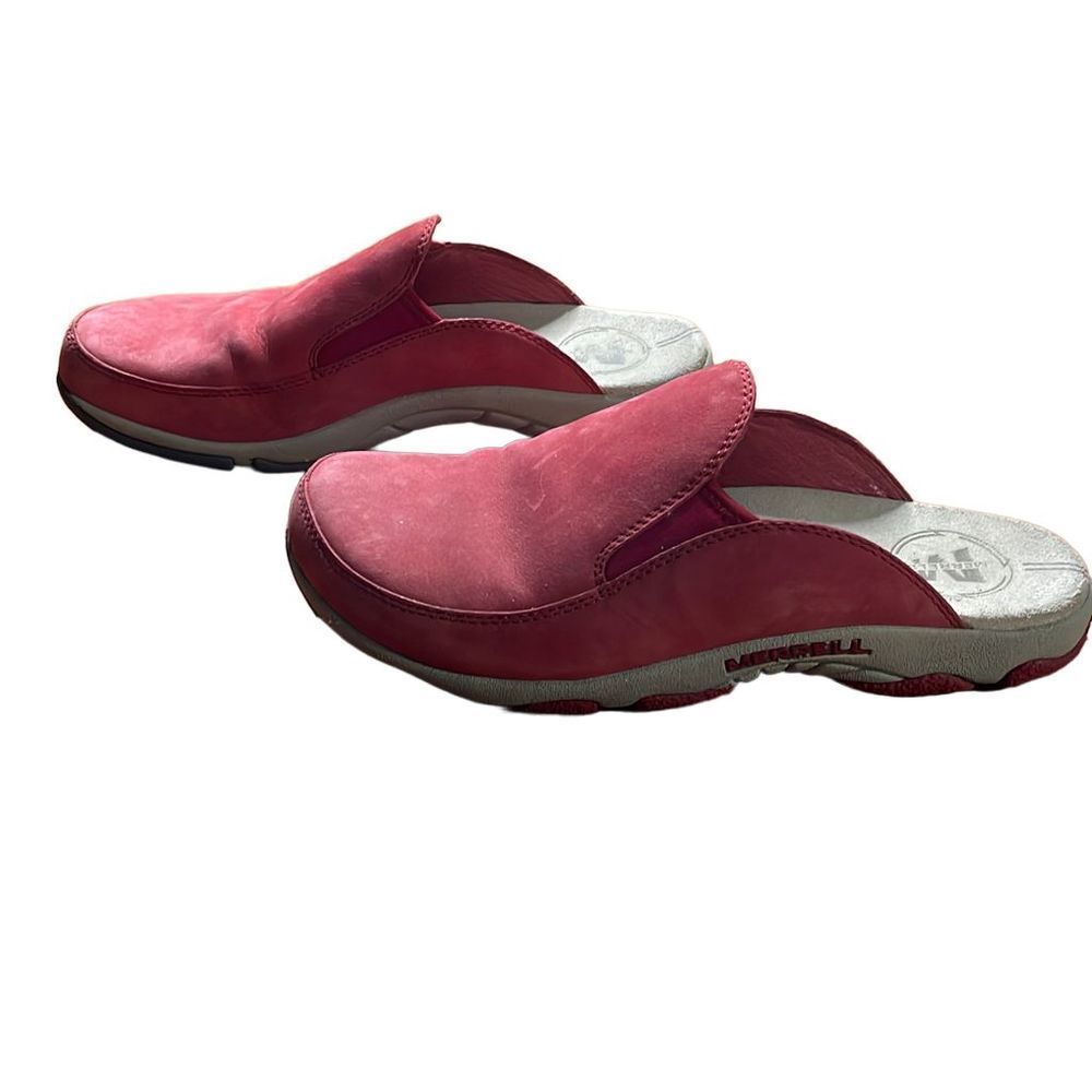Merrell Sandas Womens 9 Mule Clog Vicenza Banner Red Leather Air Cushion Slip On